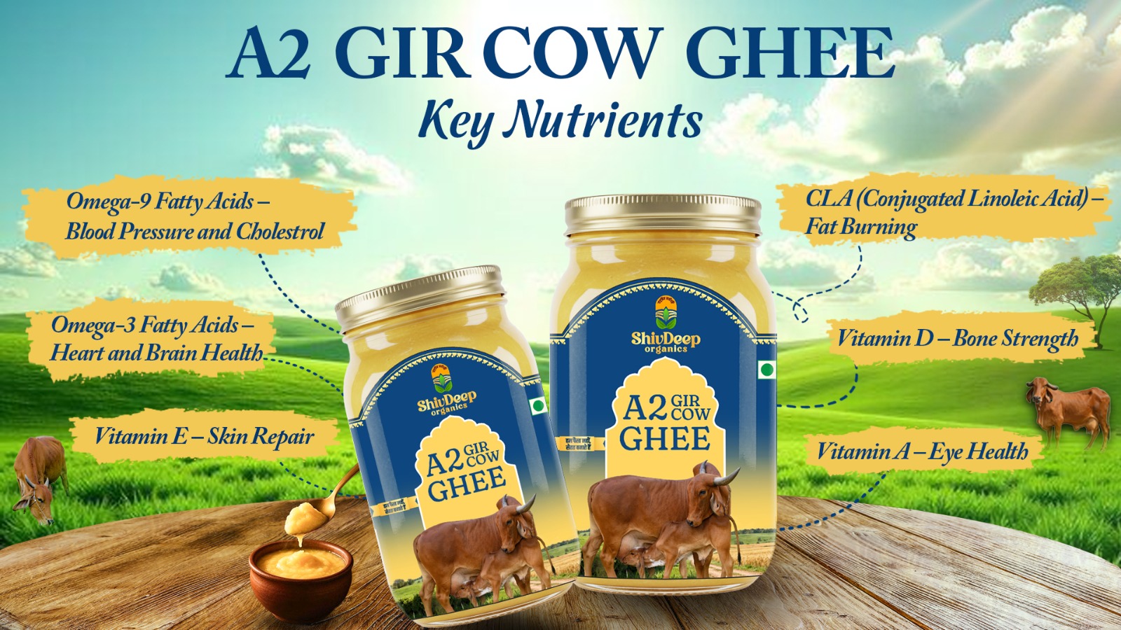 Best A2 Gir Cow Ghee 500ml jar in Bhopal - ShivDeep Organics